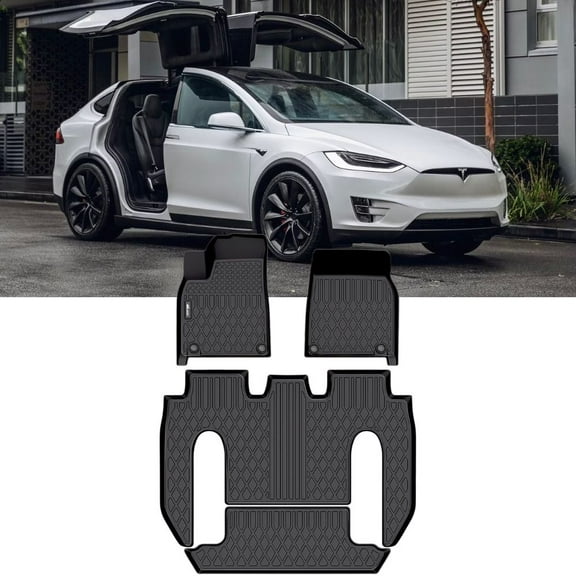 Nilight TPE Floor Mats for Tesla Model X 6 Seater 2022 2023 2024 2025 All Weather Custom Fit Heavy Duty Floor Liners