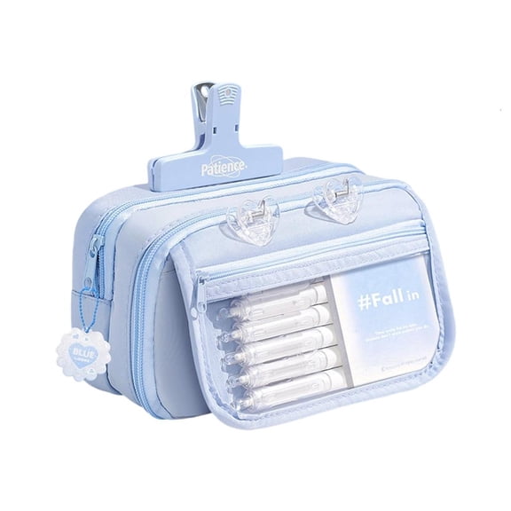 Large Capacity Pencil Case Canvas Multiple Compartments 5 Colors