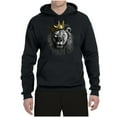 thumbnail image 2 of Wild Bobby, King Lion with Gold Crown Art, Animal Lover, Unisex Graphic Hoodie Sweatshirt, Black, Small, 2 of 4
