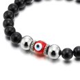 thumbnail image 5 of Pulsera Hombre Mujer Cojín Abalorios Negros con Cristal Estilo Murano, 5 of 5