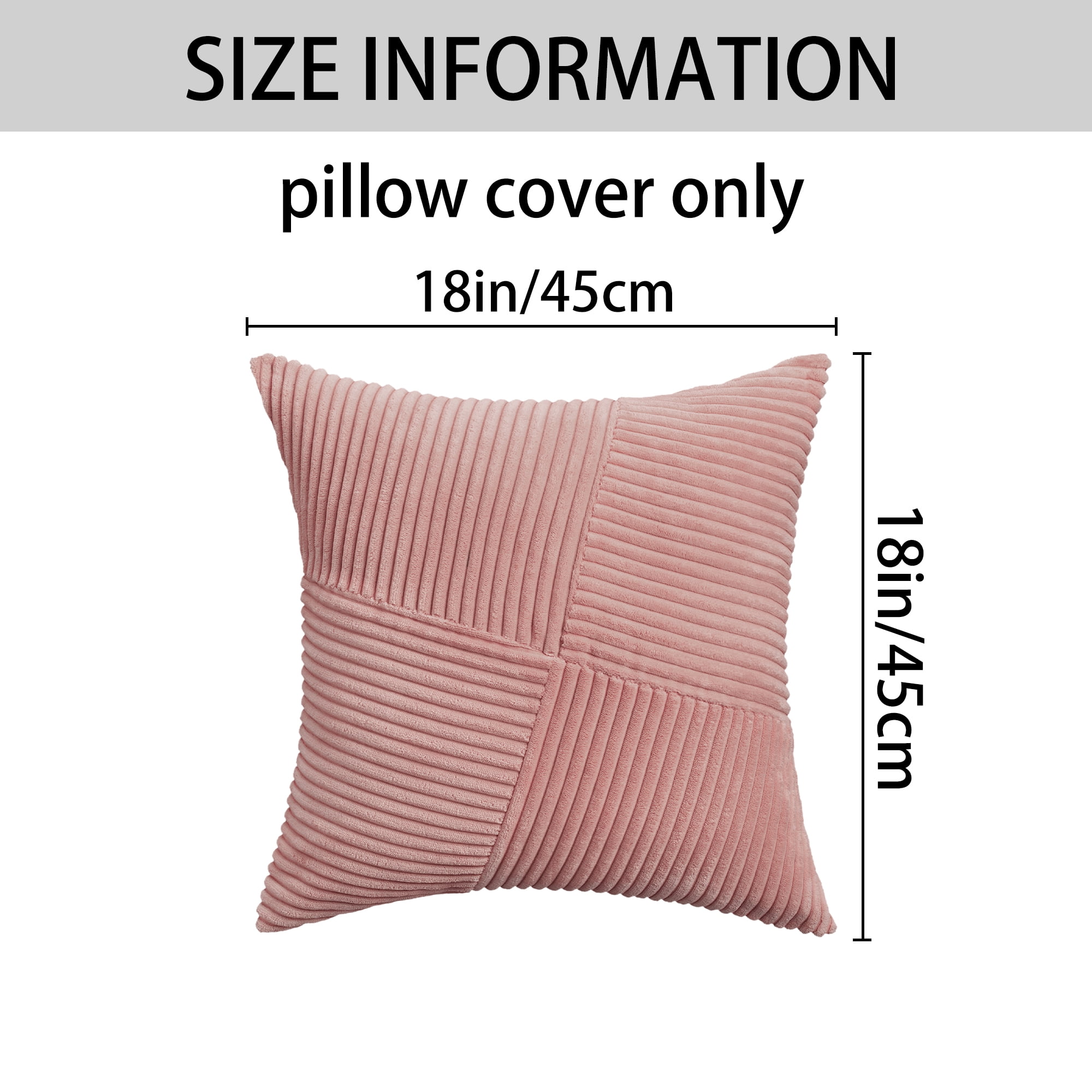 Unique Bargains Solid Corduroy Throw Pillow Covers Set of 2 Pink 18" x 18"