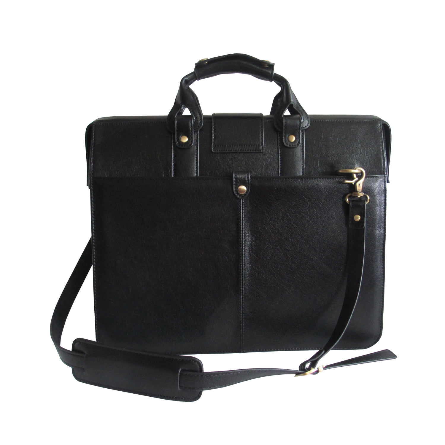 AmeriLeatherLeather Doctor's Carriage Bag - Top Grain Leather Briefcase for Men & Women-Color:Black