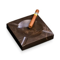 Handcrafted genuine marble four cigar ashtray in amber emperador marble