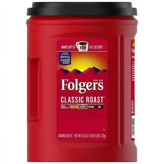 Folgers Classic Medium Roast Ground Coffee, 43.5 oz.