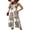 Beige, variant on Womens Sleeveless Jumpsuits Summer Printed Wide Leg Jumpsuits Vintage Trendy Overalls Black L US12-14