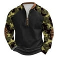 thumbnail image 2 of gbyLJF Quarter Zip Pullover for Men Midweight Camouflage Printed Round Neck Top Vintage Casual Long Sleeve Sweatshirts, 2 of 4
