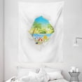 thumbnail image 1 of Beach Tapestry, Torn Paper Effect Tropical Beach with Ocean Umbrellas Palm and Coconut Trees Print, Wall Hanging for Bedroom Living Room Dorm Decor, 60W X 80L Inches, Multicolor, by Ambesonne, 1 of 2