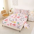 thumbnail image 2 of Metsweet Cartoon Unicorn Bed Sheets 4-Piece, Ice Cream Dessert Full Size Sheets,1 Fitted Sheet, 1 Flat Sheet and 2 Pillowcases, 2 of 5