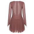thumbnail image 4 of Runhomal Robe de Danse Lyrique pour Femmes Patchwork en Maille Manches Longues Justaucorps Costume de Danse Moderne Rose Poussiéreux S, 4 of 7