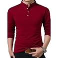 thumbnail image 1 of Sunloudy Hombres Primavera Otoño Slim Tops Color sólido Manga larga Cuello alto Camisas con botones Sunloudy moda, 1 of 3