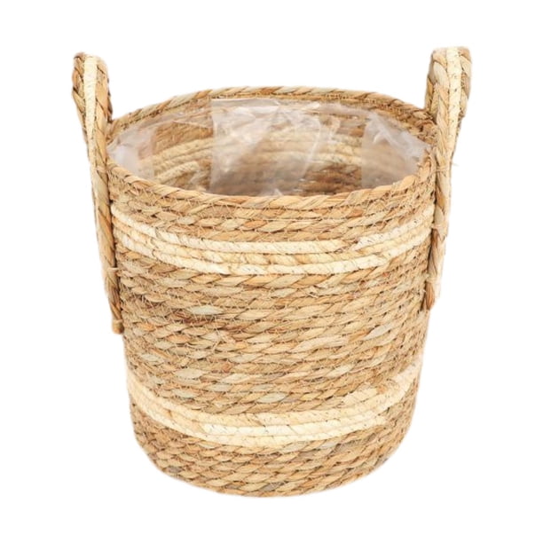 Cesta tejida para macetas, cubierta decorativa para macetas, adorno para el hogar 26cmx24cm