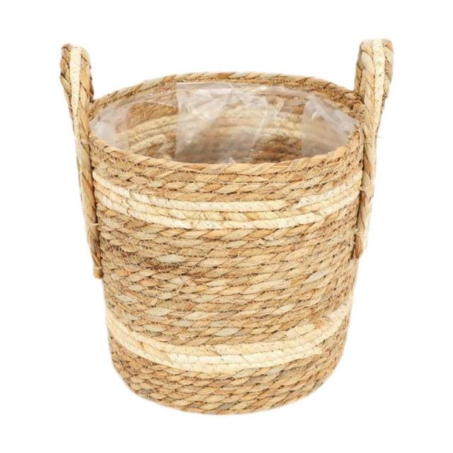 Cesta tejida para maceta con forro, decoración multifuncional con 26cmx24cm
