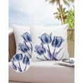 thumbnail image 6 of Pack of 2 Outdoor Pillow Covers, Abstract Blue Tulip Ray White Texture Waterproof Square Throw Pillowcase Cushion Decorative Pillow Covers for Couch Patio Tent, 16x16 in, 6 of 6