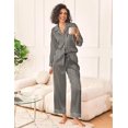 thumbnail image 3 of Ekouaer Womens Silk Satin Pajama Sets 2 Piece Sleepwear Pjs Set Long Sleeve Button Down Top and Pants Stripe Loungewear Black Champagne Stripe M, 3 of 6