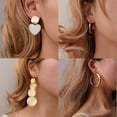 thumbnail image 2 of European Metal Round Drop Earrings Vintage Women Irregular Geometry Exaggerate Long Chunky Dangle Ear Pendant Statement Jewelry, 2 of 5