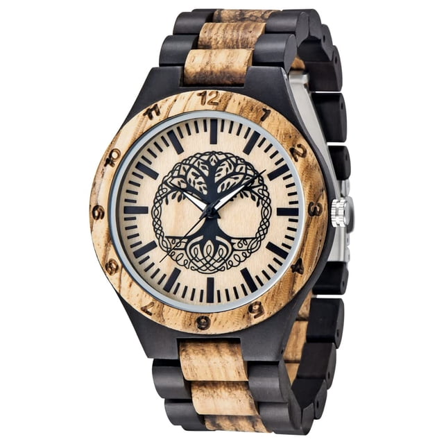 Reloj de madera Dentily 22 cm Árbol de la Vida con cuarzo para hombre