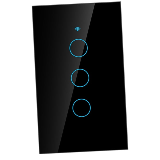 Pantalla Tálil Wifi, Círculo para Moes Interruptor Inteligente Interruptor Único Negro 4 3 CA 90-250 V Enchufe de Ee. Uu.