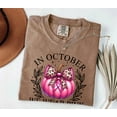 thumbnail image 2 of Comfort Colors Pink Breast Cancer Awareness Sweatshirt – In October We Wear Pink Retro Pumpkin Shirt with Pink Ribbon Bow, 2 of 8