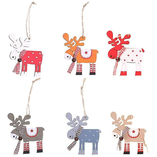 6pcs Christmas Painted Tree Pendants, Christmas Tree Ornaments For Christmas Decorations Wedding Party Decorations