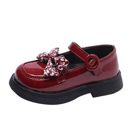 

8QIDA Boots for Baby Fashion Spring and Summer Children Casual Shoes Girls Leather Shoes Thick Soles Non Buckle Patterns Bow 10.5-11 Years