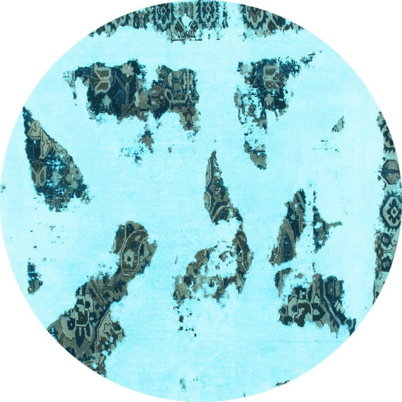 Ahgly Company Indoor Round Abstract Light Blue Modern Area Rugs, 7' Round