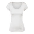 thumbnail image 4 of Essential Basic Scoop Neck Short Sleeve Tee for Women Basic Tshirt - 4 Pack - Bk/Nvy/Wh/Chr, 2XL, 4 of 5