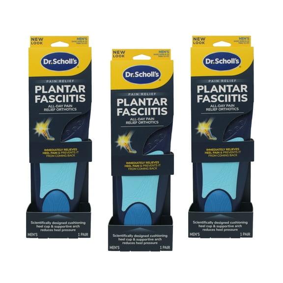 3 Pack Dr. Scholl's Pain Relief Orthotics Plantar Fasciitis Men's 8-13, 1 Pair Each