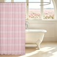 thumbnail image 3 of Manfei Modern Checkered Shower Curtain 72Wx78L,Geometric Plaid Bath Curtain,Light Pink, 3 of 5