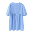 thumbnail image 4 of Puntoco Vestido Corto Con Cordones De Manga Corta Abombada De Moda Suelta De Color Sólido Para Mujer Azul M,Regalos Para Mujer Joven, 4 of 4