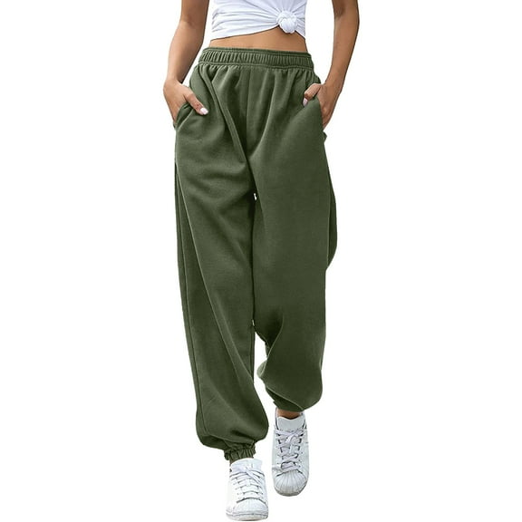 Juniors Teen Girls Sweatpants Clearance Elastic Waist Workout Sweat Pants Comfortable Casual Straight Leg Sweatpants Joggers High Waisted Active