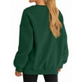 thumbnail image 4 of Women Oversized Sweatshirts Hoodie Fleece Crew Neck Long Sleeve Sweaters Comfy Fall Fashion Outfits Dark Green S, 4 of 9