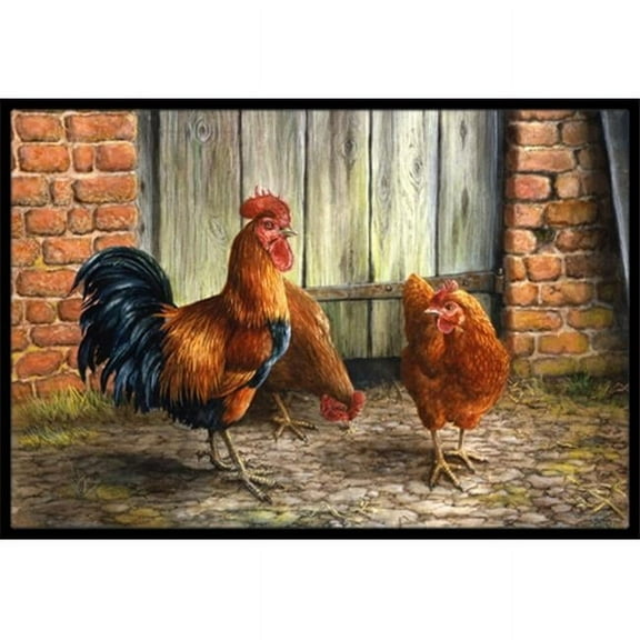 Rooster & Chickens by Daphne Baxter Indoor or Outdoor Mat, 18 x 27