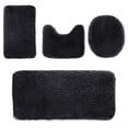 thumbnail image 3 of Non Slip Bathroom Mat Set Absorbent Plush Floor Mats with Rubber Backing 4 Piece Black Shower Rug Toilet Mat Bath Mat Set for Indoor Use, 3 of 6