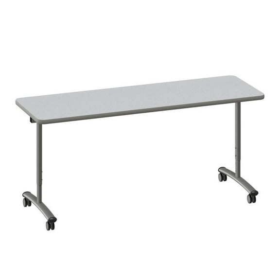 Premium Thermal Fused Laminate Top Flip Top Table Gray Wood Laminate