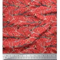 thumbnail image 1 of Soimoi Orange Rayon Crepe Fabric Branch,Dot & American Robin Bird Printed Fabric 1 Yard 46 Inch Wide, 1 of 1