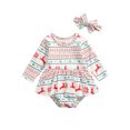 thumbnail image 1 of Diconna Tenue de Noël pour Bébé Fille, Barboteuse à Manches Longues avec Bandeau, 1 of 8