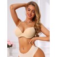 thumbnail image 4 of INSPIRE CHIC Women's Push Up Plunge Underwire Bra Ribbed Full Coverage Adjustable Straps Everyday Lingerie C 34 Beige, 4 of 4
