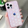 thumbnail image 4 of ORUYROP Compatible with iPhone 14 Pro Max Case (No Fit iPhone 14 Plus), Holographic Laser Bling Heart Pink Soft & Flexible TPU and Hard PC Shockproof Cover Women Girls Phone Case (Heart/Clear), 4 of 7