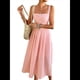 thumbnail image 2 of Vestido Midi de Verano con Tirantes Finos, Botones y Lazo Frontal para Mujer, Estampado Floral Rosa L, 2 of 10