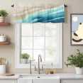 thumbnail image 2 of Teal Blue Beige Beach Valance Curtain for Windows Abstract Gradient Sandy Ocean Waves Rod Pocket Curtain Valances Short Window Treatments Panels for Kitchen Bathroom Laundry Basement 56 x 16 Inch, 2 of 9