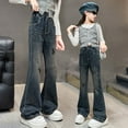 thumbnail image 2 of NAFUU Girls Wide Leg Pants Solid Color Bottom Stretch Denim Trousers With Flared Leg Casual Everyday Wear Outfit Slacks For Girls Sizes 8-9 Years, 2 of 9