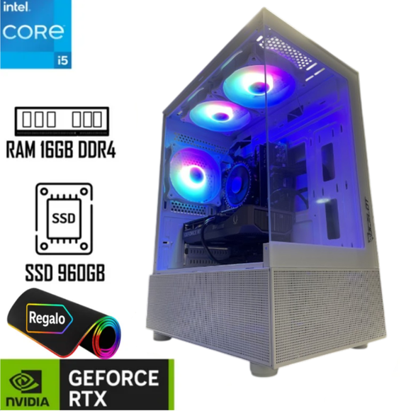 PC gamer i5 12400F Intel  RAM 16GB SSD 960GB RTX 3050