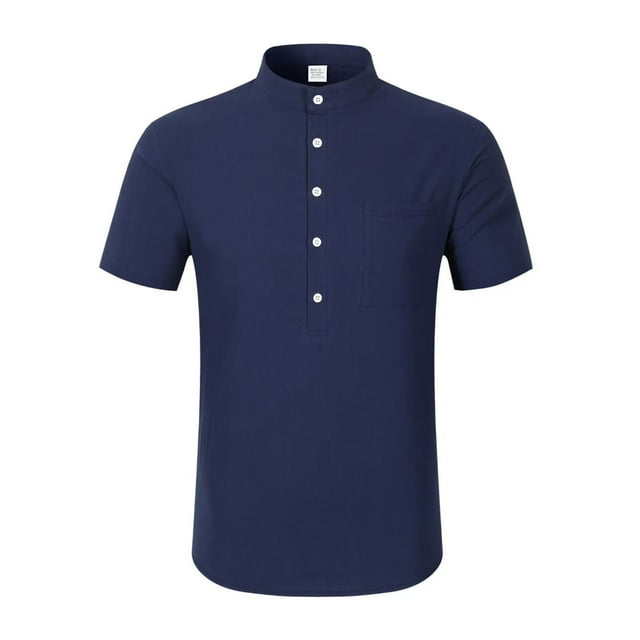pstuiky Camisas de vestir de manga corta para hombre, Camiseta de cuello redondo de color liso para hombre, holgada, para cultivar la integridad moral camisas casuales para hombre xl