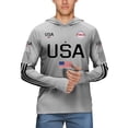thumbnail image 2 of Men's UPF 50+ Sun Protection Hoodie USA American Flag Print Cooling Quick Dry Long Sleeve Outdoor Shirts Light Gray M, 2 of 4