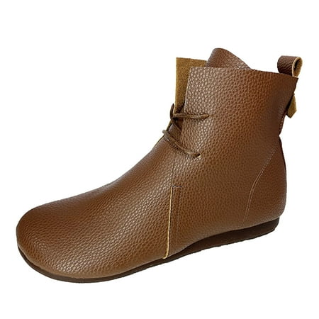 

fvwitlyh Ankle Boots for Women Platform Boots for Women Zip Fashion Women Comfortable Solid Color Autumn Flat Lace Up Short Booties Women Hiking Boots