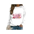 thumbnail image 2 of Women T-shirt, Long Sleeve Crew Neck Printed Loose Fall Casual Valentines Day Tops, 2 of 5