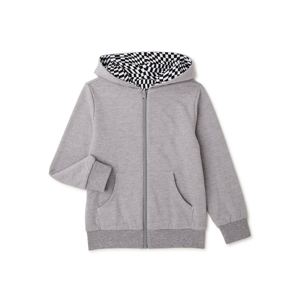 Wonder Nation Boys Full Zip Reversible Hoodie Sizes 4 16 Husky Walmart Com