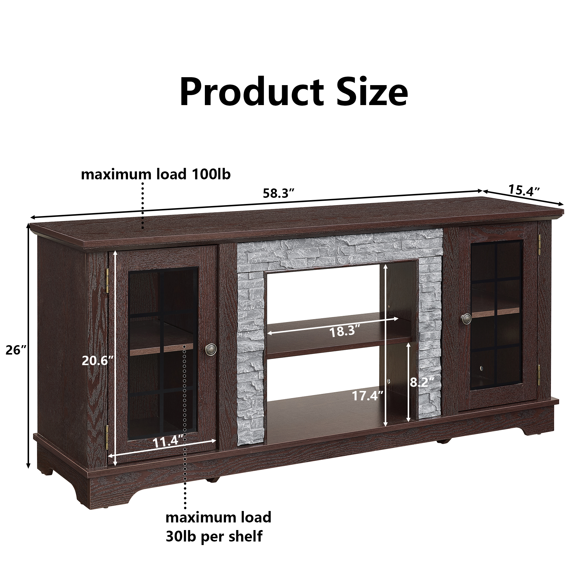 HIUU Farmhouse TV Stand with Storage,Modern TV Consoles for Living Room,Entertainment Stand,Faux Stone Entertainment Center for 65 Inch TVs(Cherry)