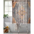 thumbnail image 2 of Split Shower Curtain for Transfer Bench, Vintage Blue Fabric Shower Curtains for Bathroom, Ethnic Middle Century Geometric Abstract Tub Sliding Transfer Bench Waterproof Bath Curtains 72"x72", 2 of 9