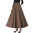 thumbnail image 2 of BAETEUY Women Maxi Skirt Elastic High Waist Large Hem A-Line Long Skirt with Pockets Solid Color Office Lady Skirt, 2 of 8